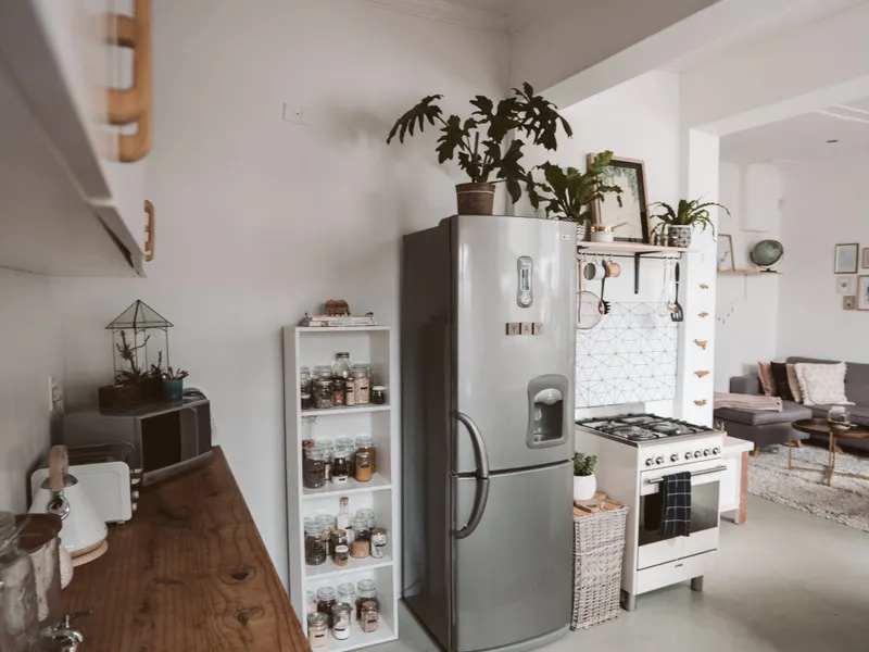 Finding your refrigerator model number Kitchen with a wooden countertop and stainless steel refrigerator and appliances