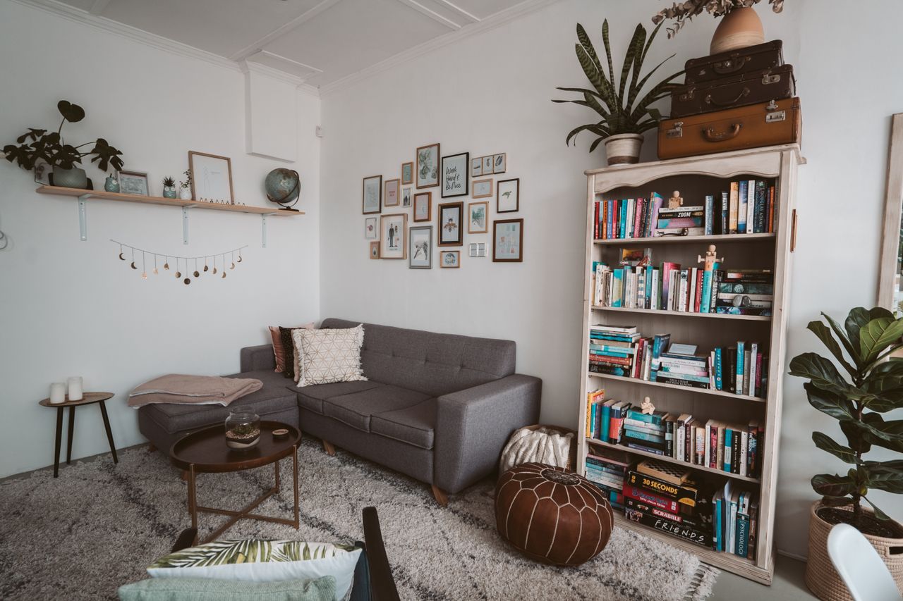 Cozy tidy living room after a full home declutter