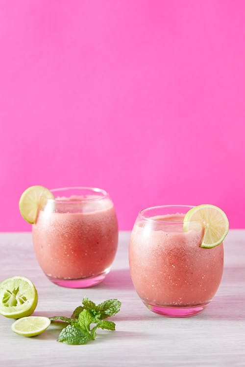 Close-Up Shot of Glasses of Fruit Shakes