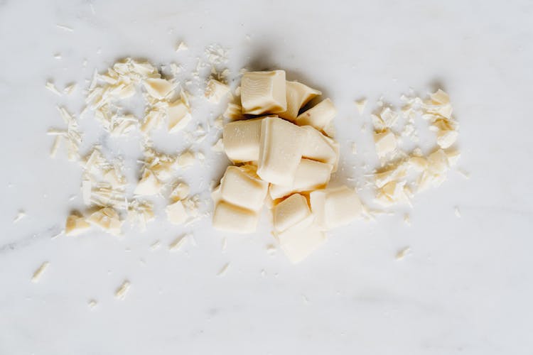 View From Above Shot Of White Chocolate Bars