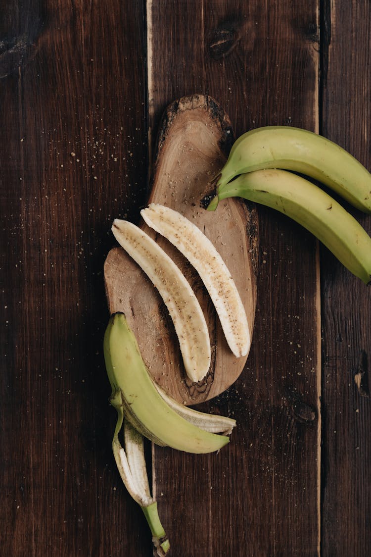 Bananas On Wooden Background 