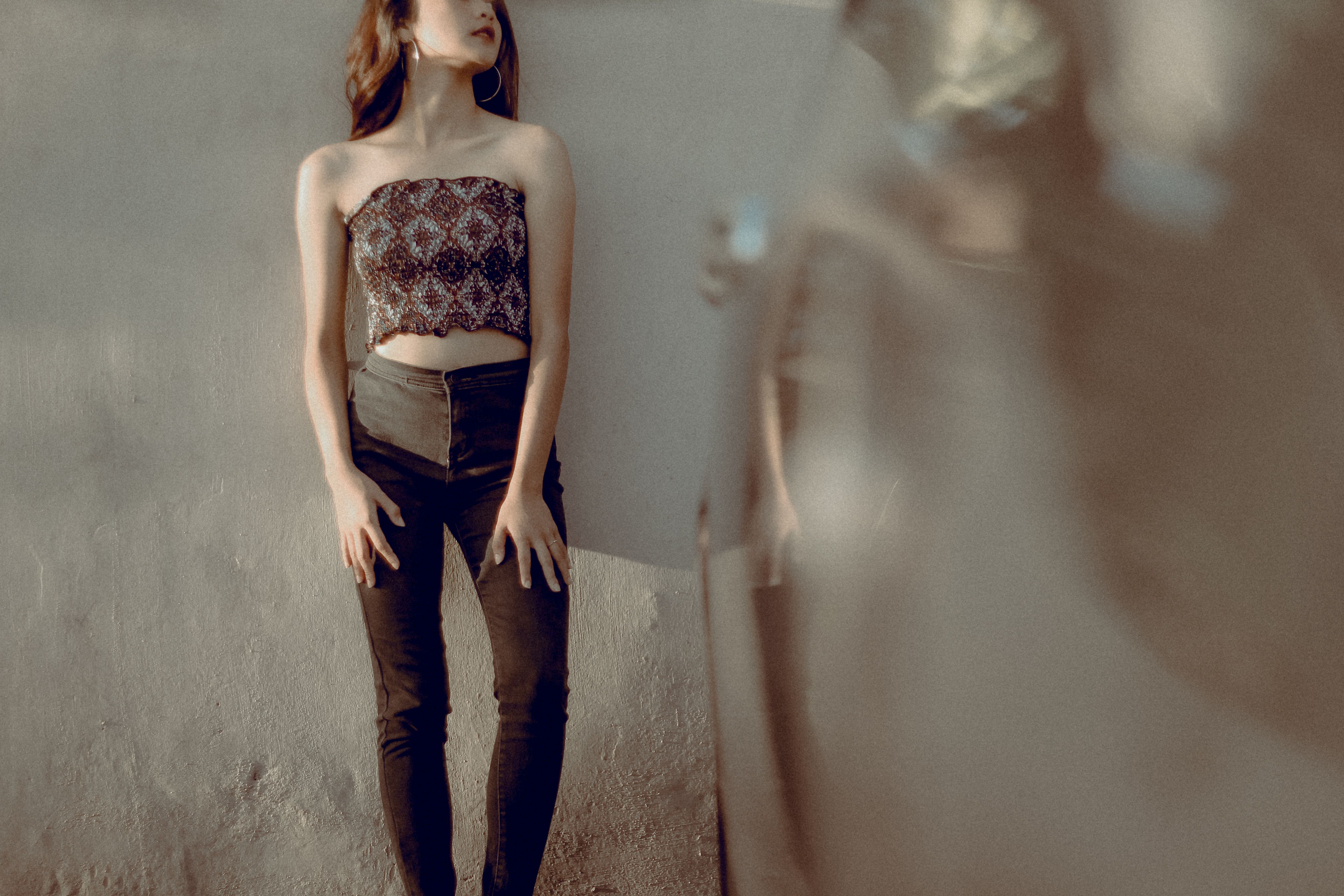 Women White Floral Tube Top With Flared Pants