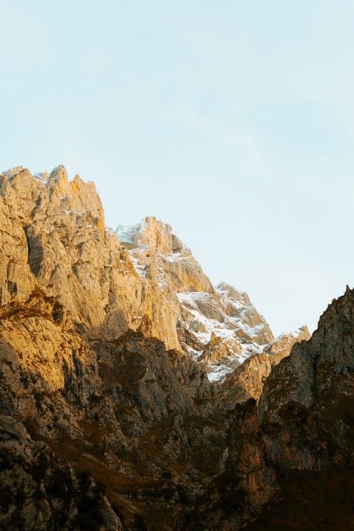 Cloudless sky above barren rocks