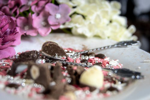 Chocolate Candy on Silver Spoon