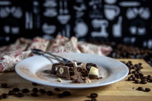 Chocolate Candy on White Ceramic Plate