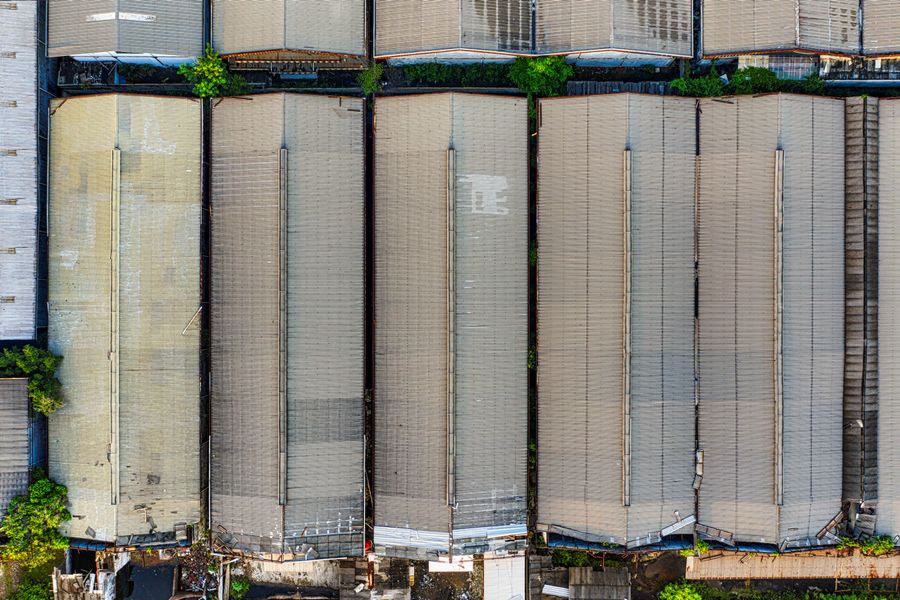 Kawasan gudang industri dilihat dari udara