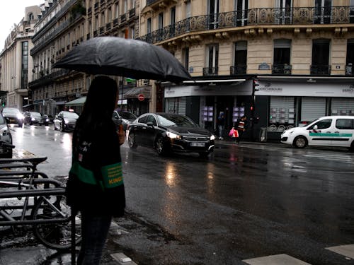 Free stock photo of black umbrella, building, paris Stock Photo