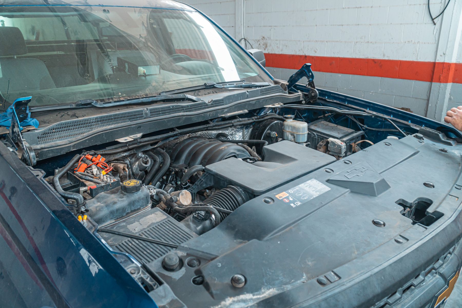 Mechanic working on engine