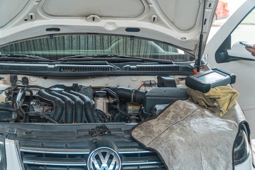 Black and Silver Car Engine Bay