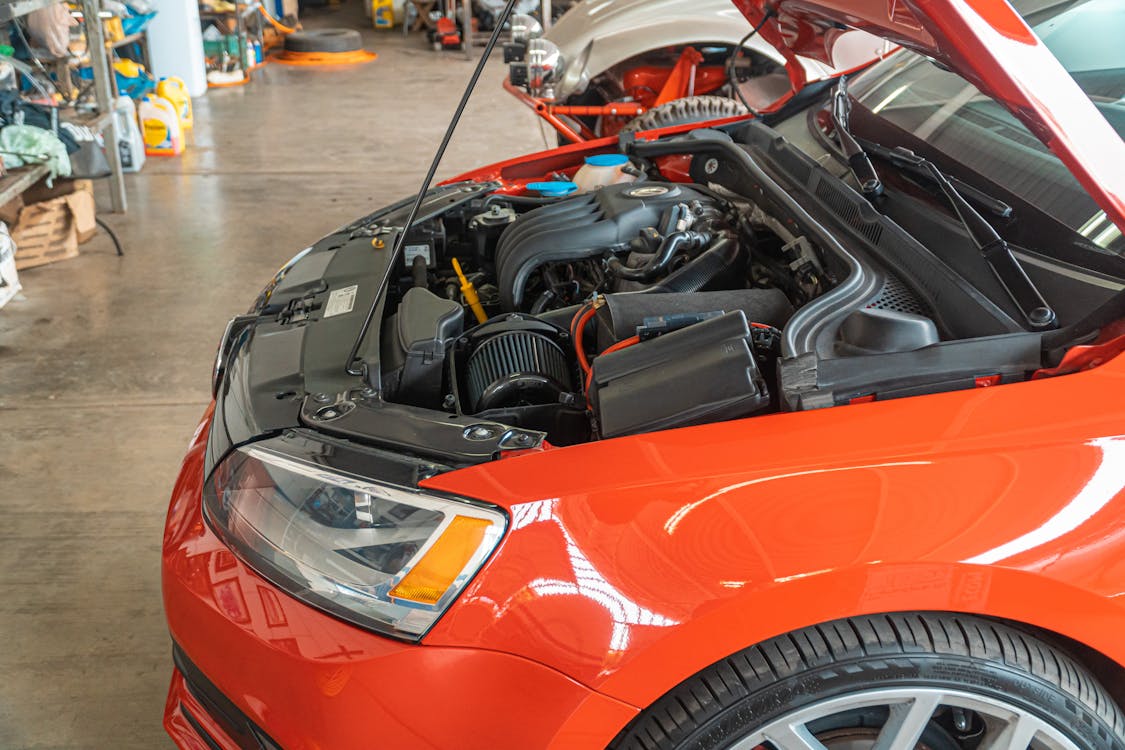 Red Car Engine Bay · Free Stock Photo