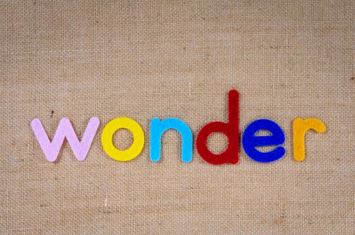 The Word Wonder on a Woven Surface