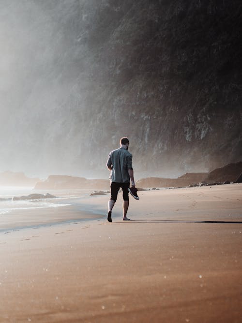 Man Walking on Beach