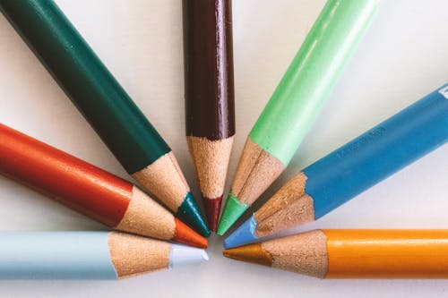 Free Close-Up Photo Of Colored Pencils Stock Photo