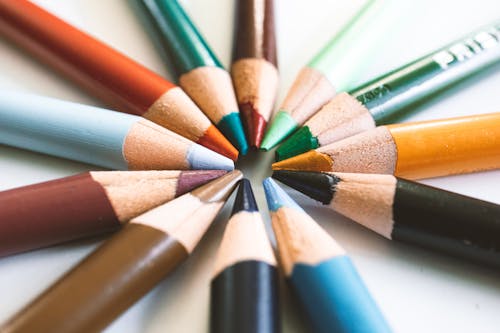 Free Close-Up Photo Of Colored Pencils Stock Photo