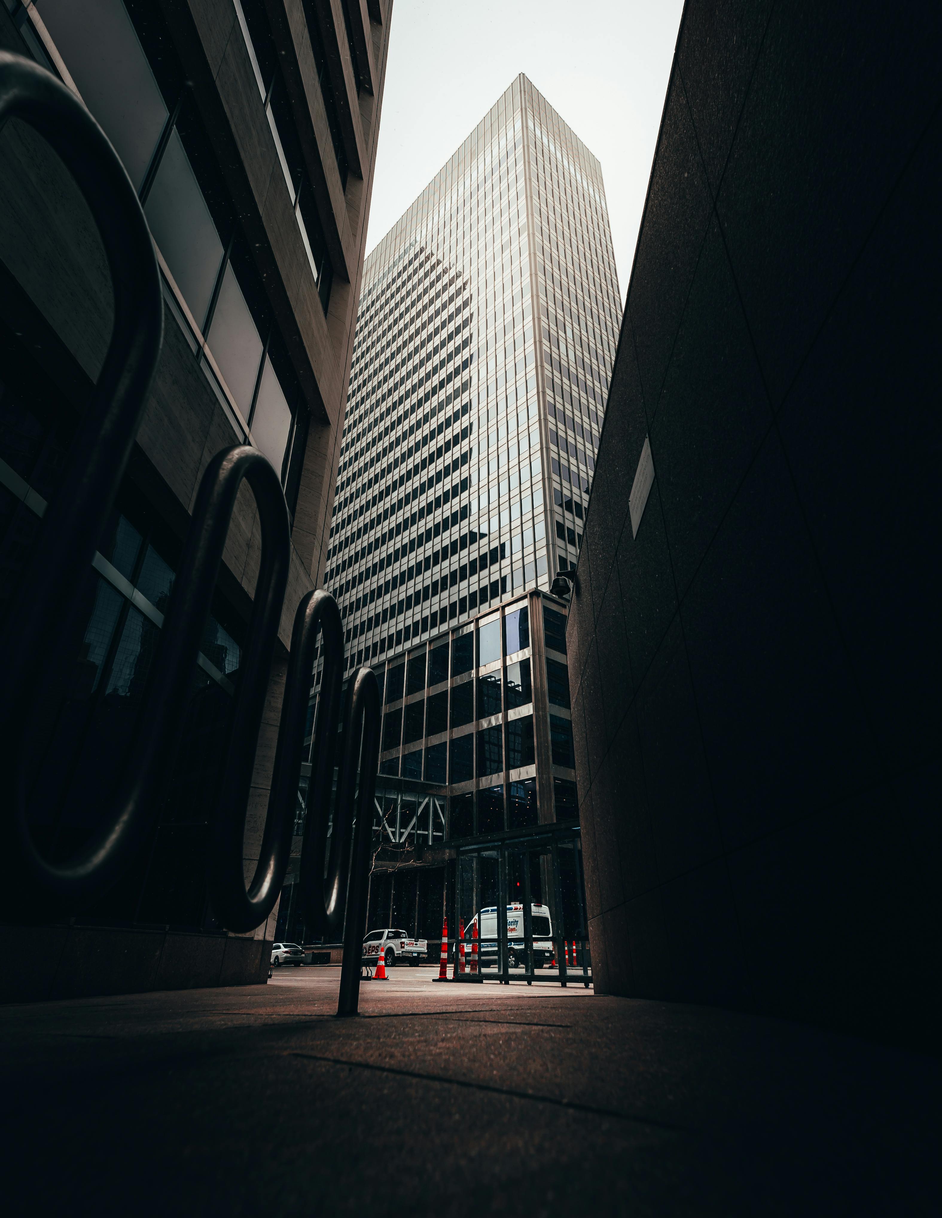 low angle photography of modern buildings