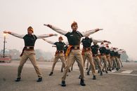 Group of ethnic military men during exercising