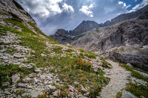 Gray Rocky Mountain Under the Cloudy Sky