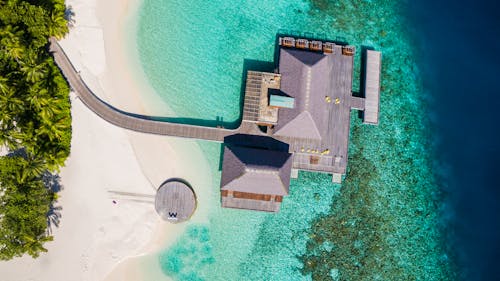 Birds Eye View of a Beach Resort in the Maldives