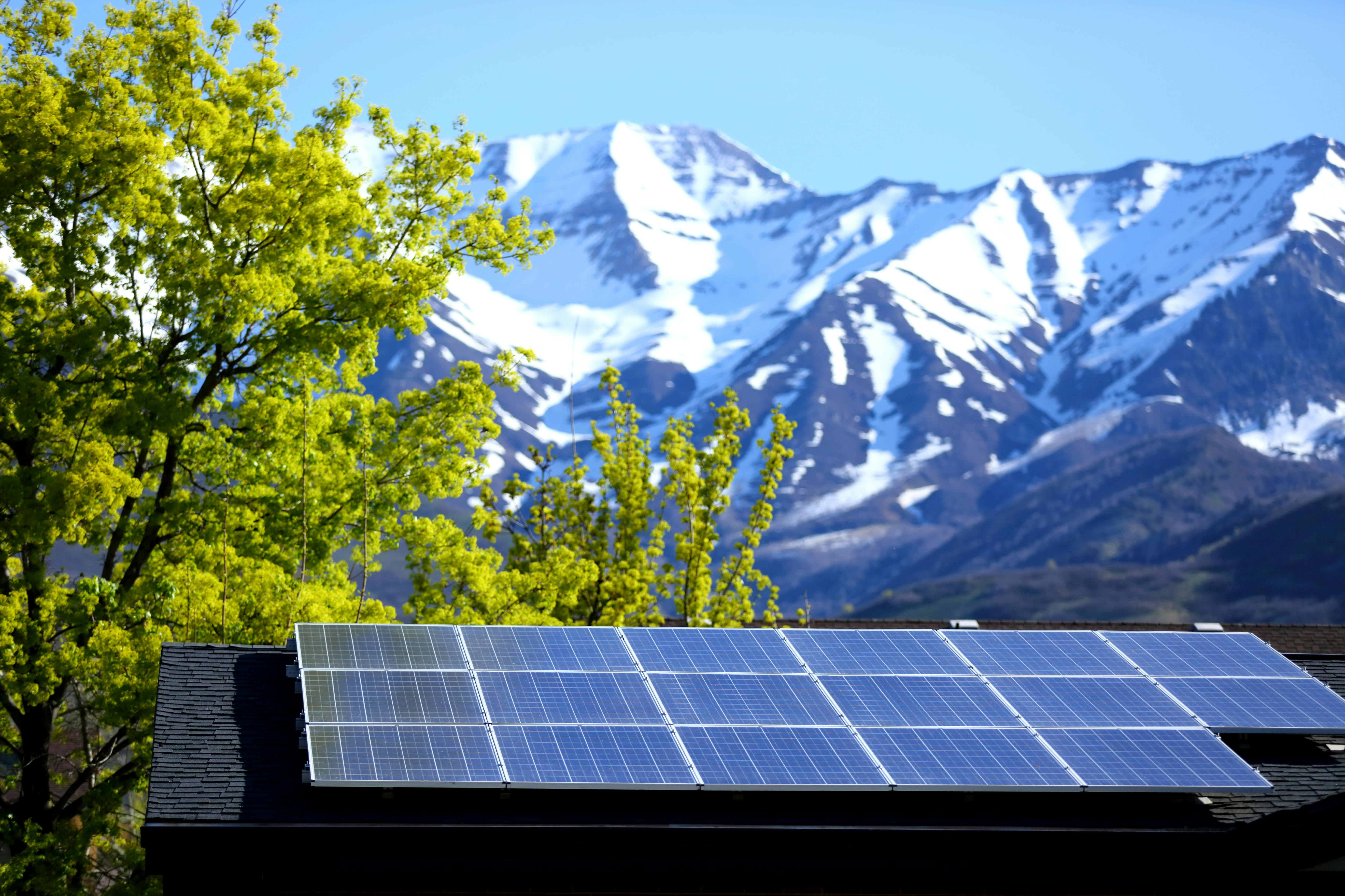 Free stock photo of mountains, solar panels