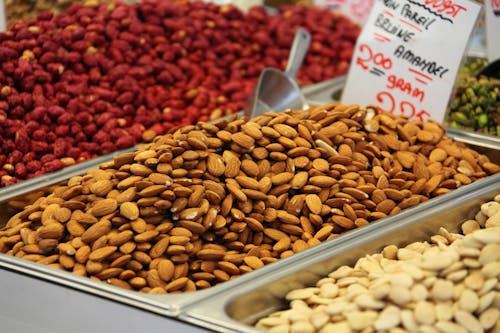 Brown Peanuts on Silver Steel Tray