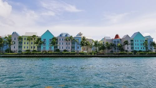 Buildings on Sea Shore in Nassau on Bahamas