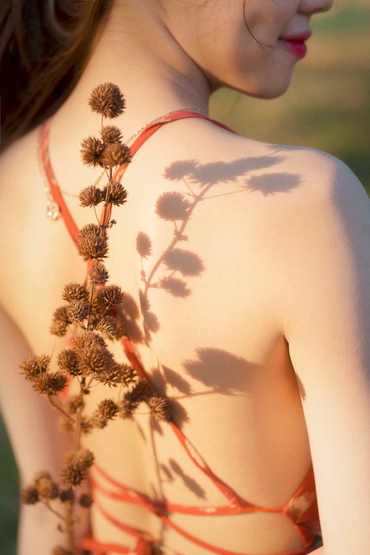 Flowers Shadow On Woman Back