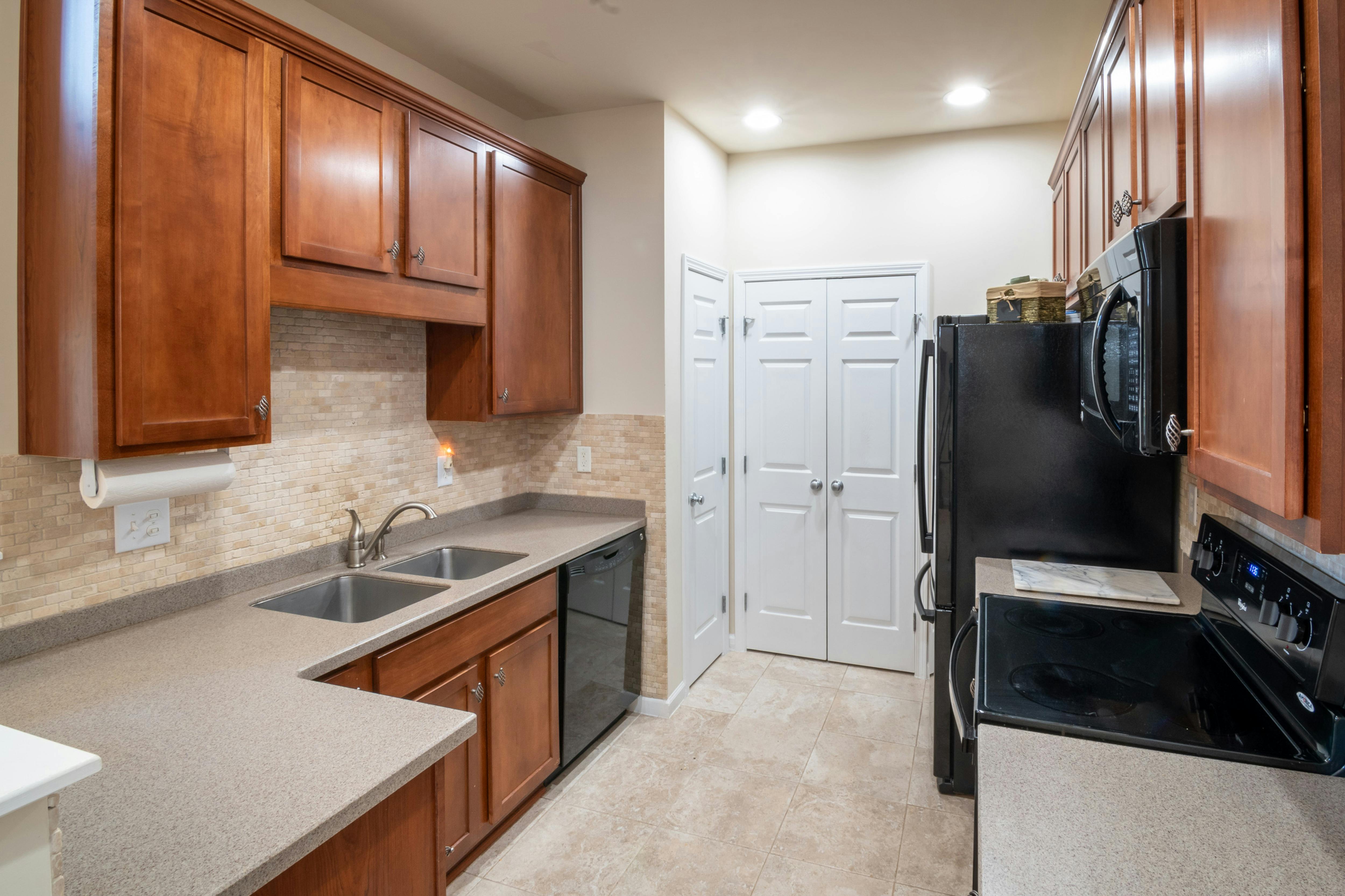 kitchen with wooden cabinets