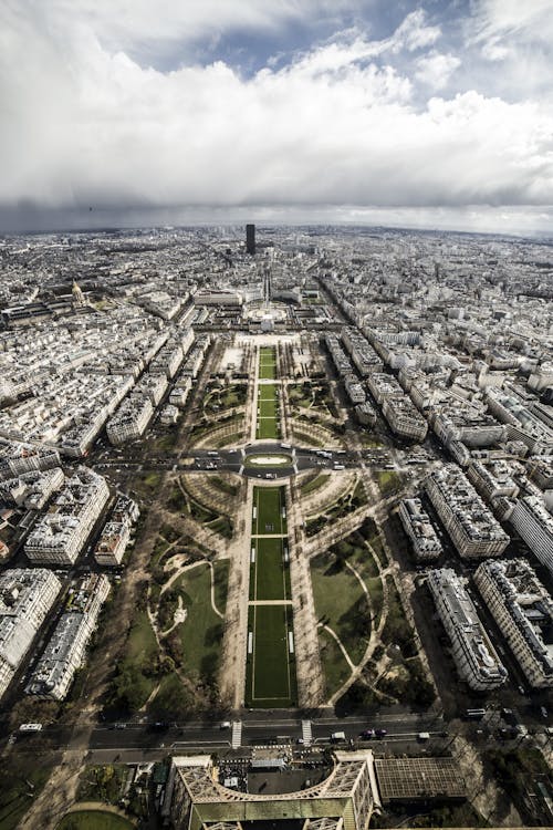 Amazing view of famous Elysian Fields in Paris