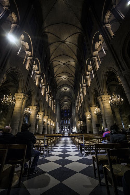 Interior of old arched cathedral chapel