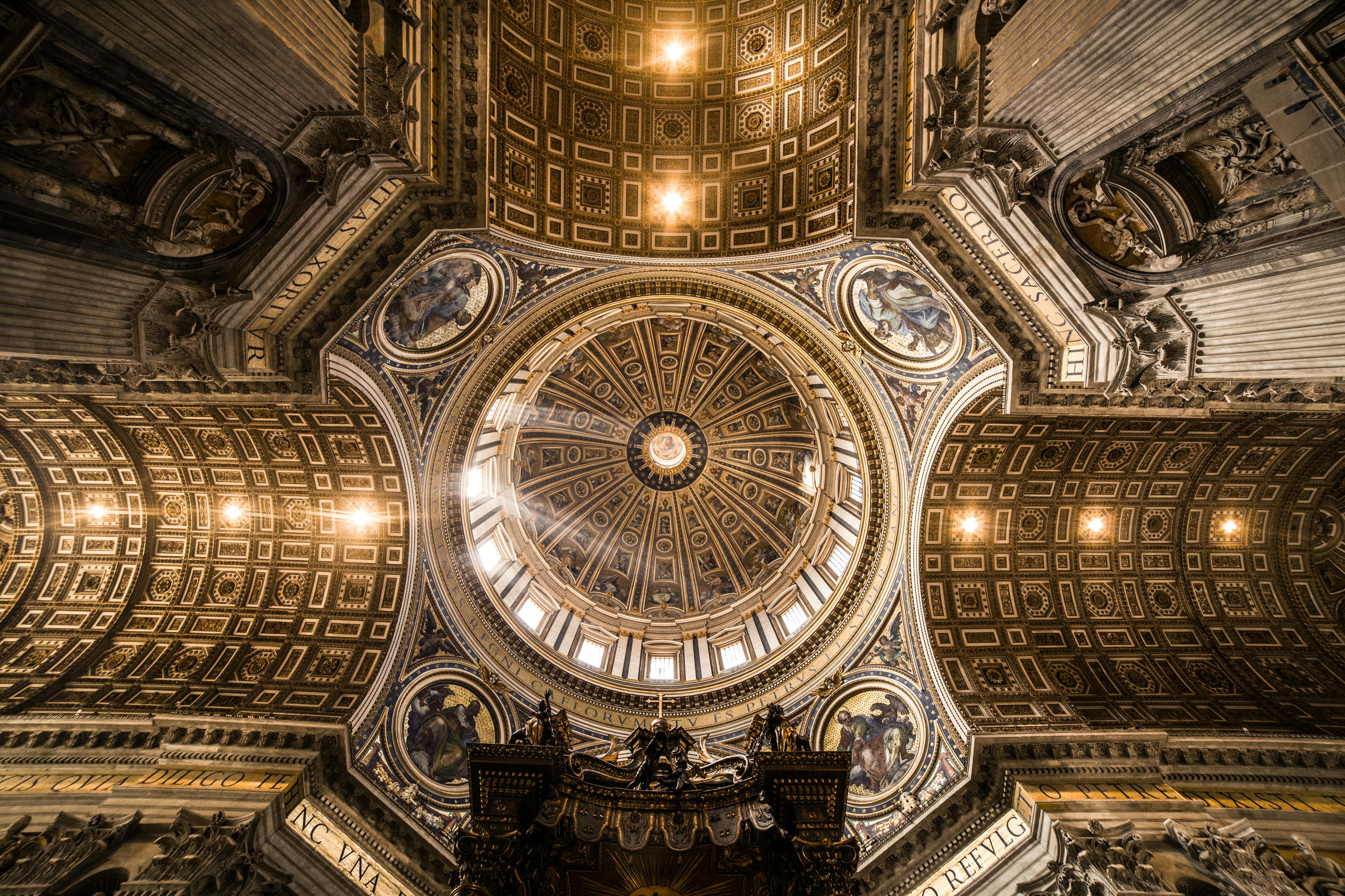 brown dome ceiling building inside view