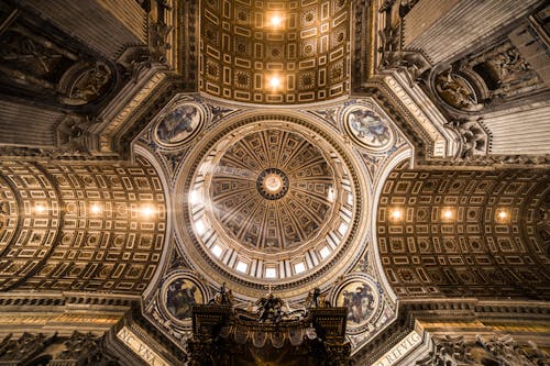 Brown Dome Ceiling Building Inside View