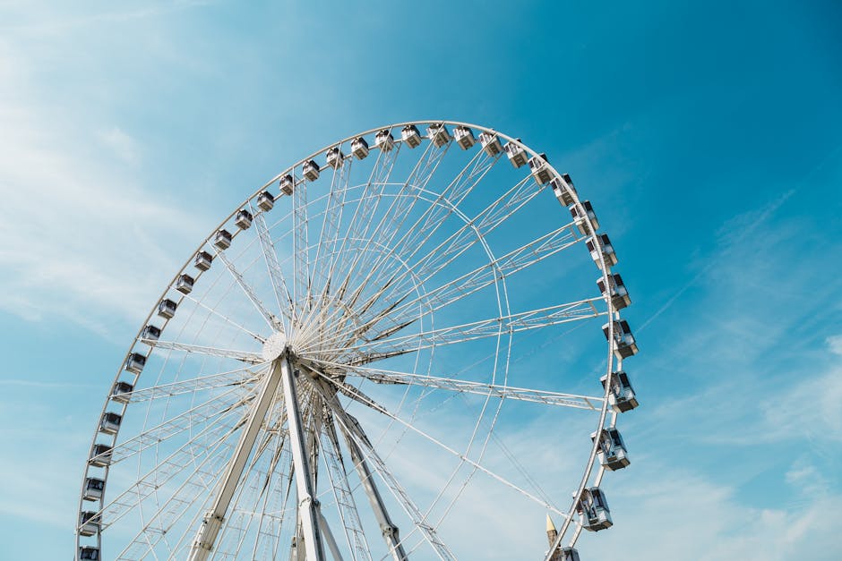 amusement park, blue sky, bright