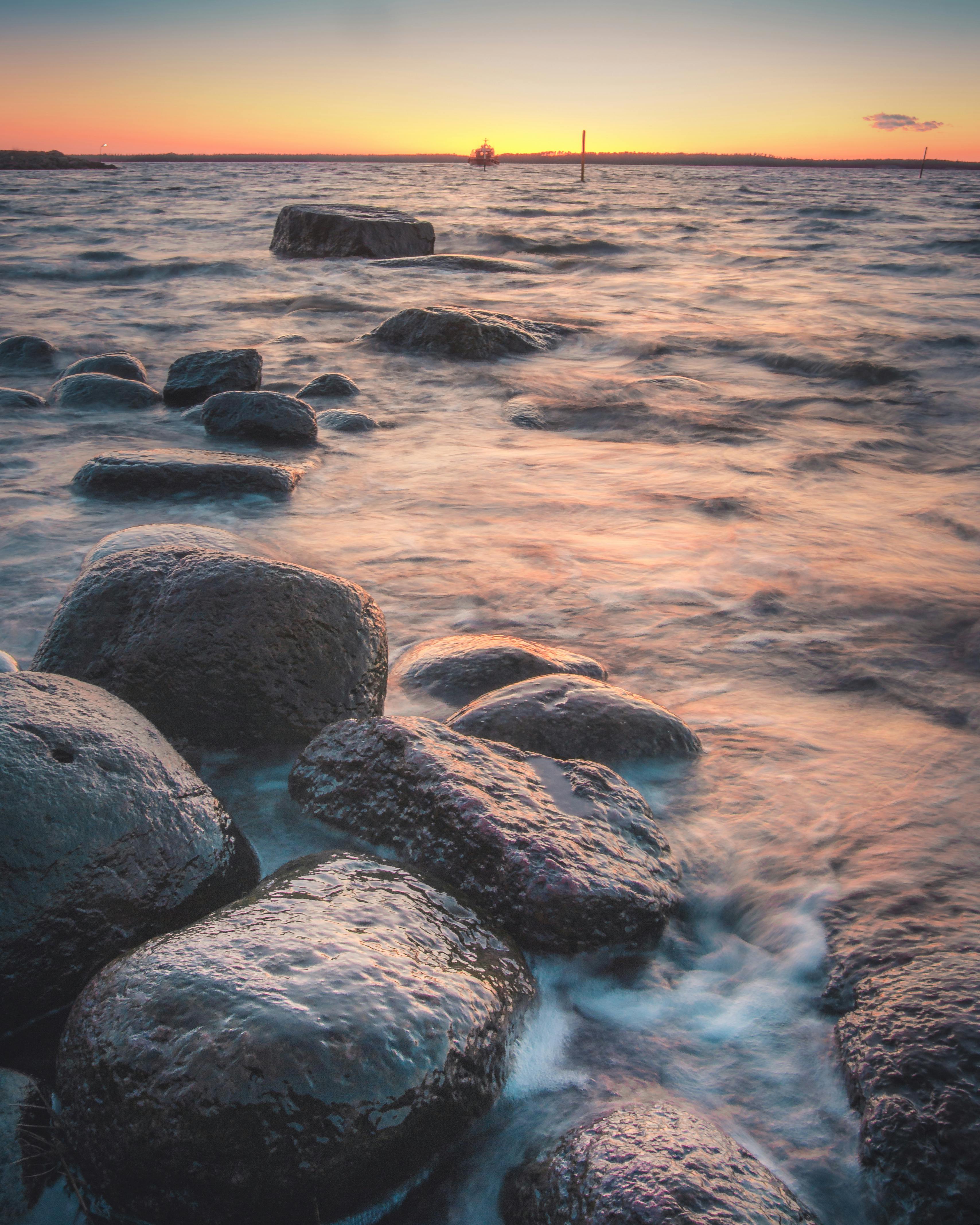 time lapse photo of stream