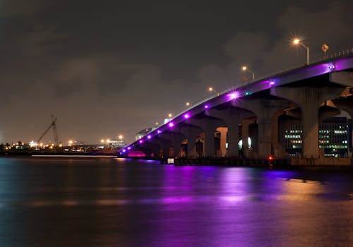 Bridge over River Under Clear Night Sky