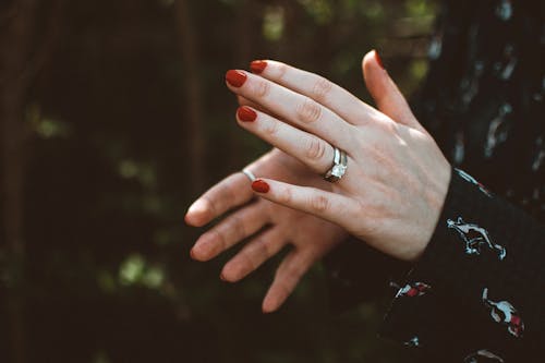 Photo Of Person Wearing Silver Diamond Ring