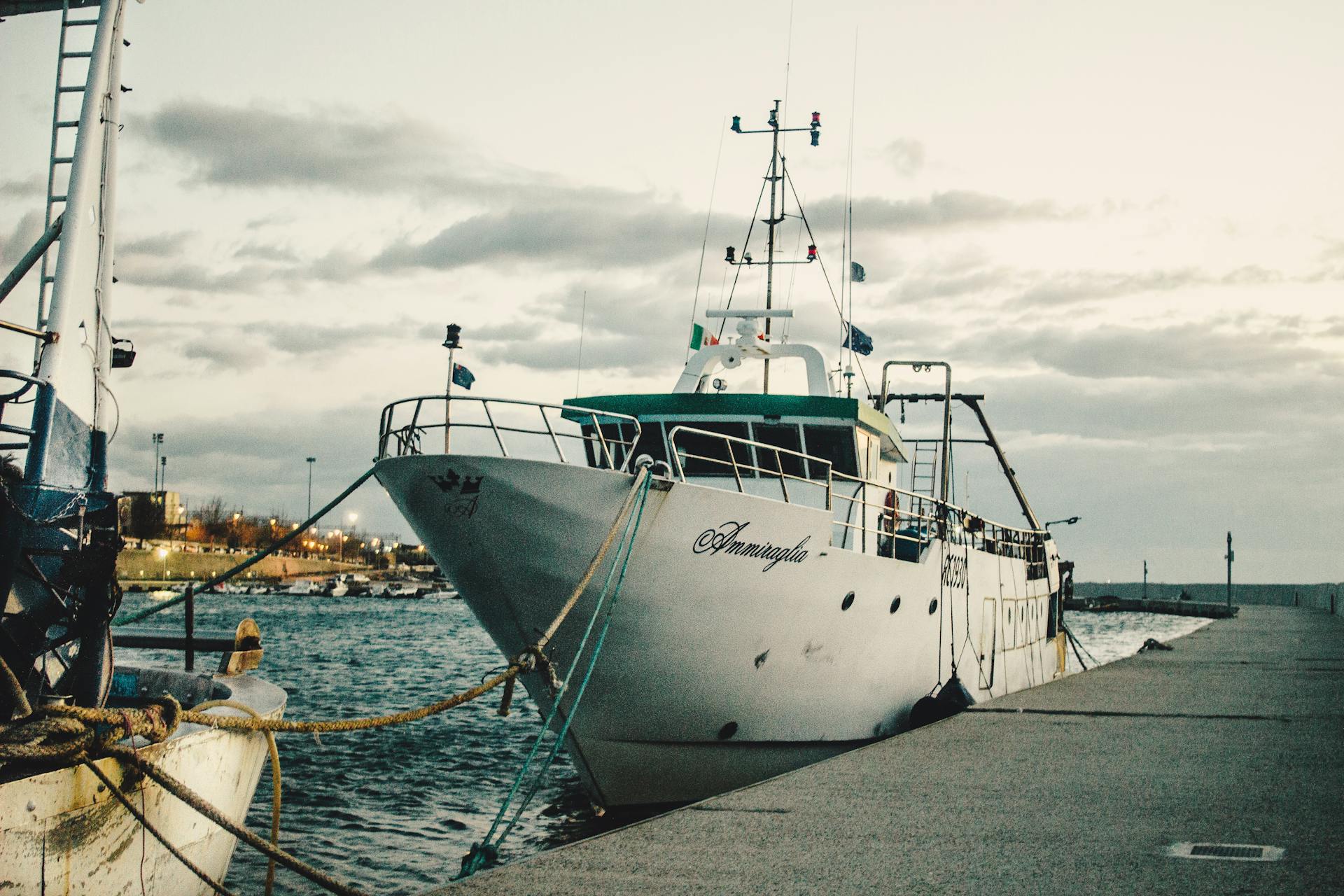 Ship Docked on a Harbor