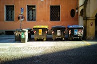 Black and Blue Trash Bins