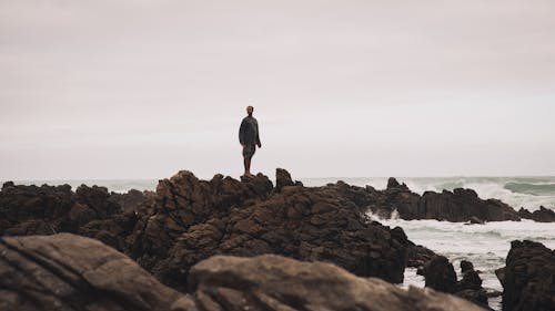 Free Photo Of Man Standing On Seashore Stock Photo