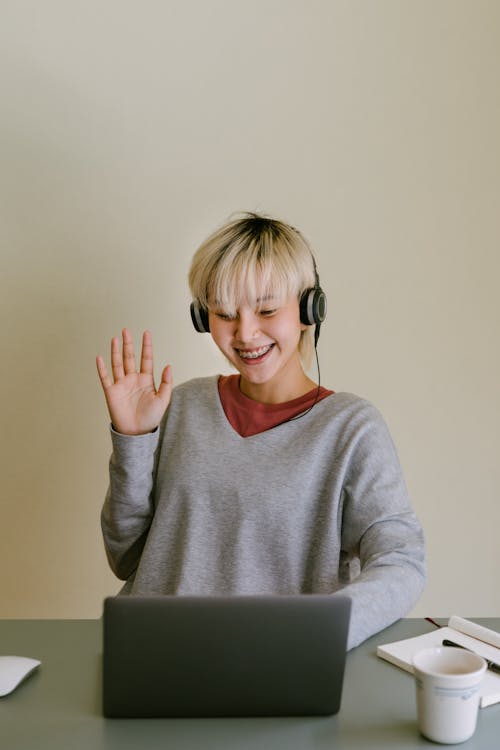 Free Woman on a Video Call  Stock Photo