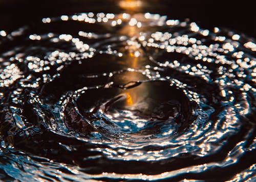 Splashing drop of water in light