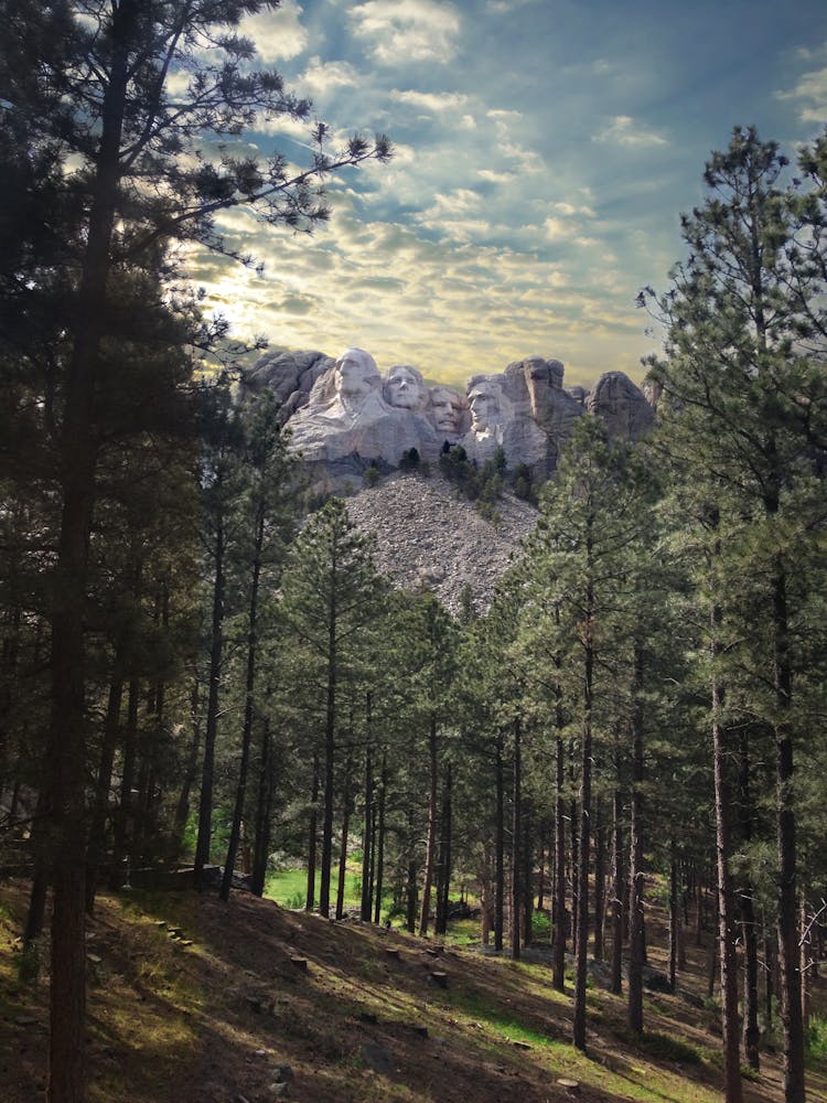 Mount Rushmore With Statues Of USA Presidents In National Park