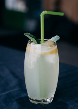 Icy lemonade in a clear glass with lemon and mint — Ibrahim Hakki Ucman on Pexels