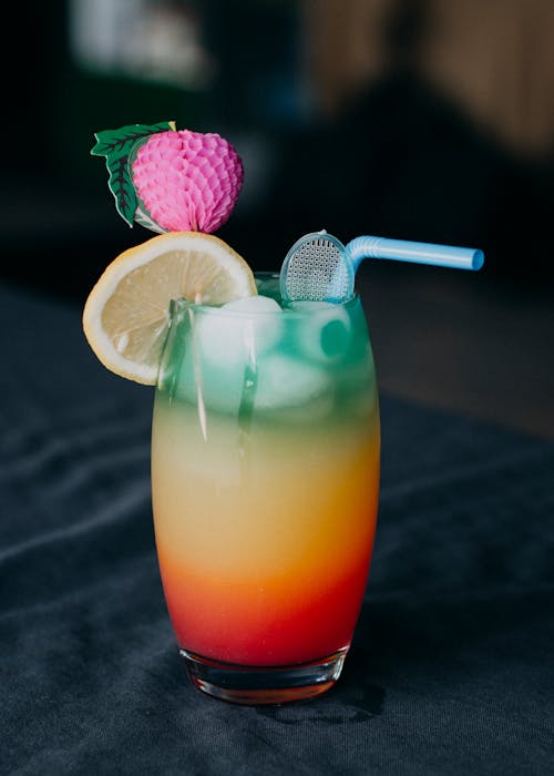 Colorful Cocktail Drink on a Clear Glass