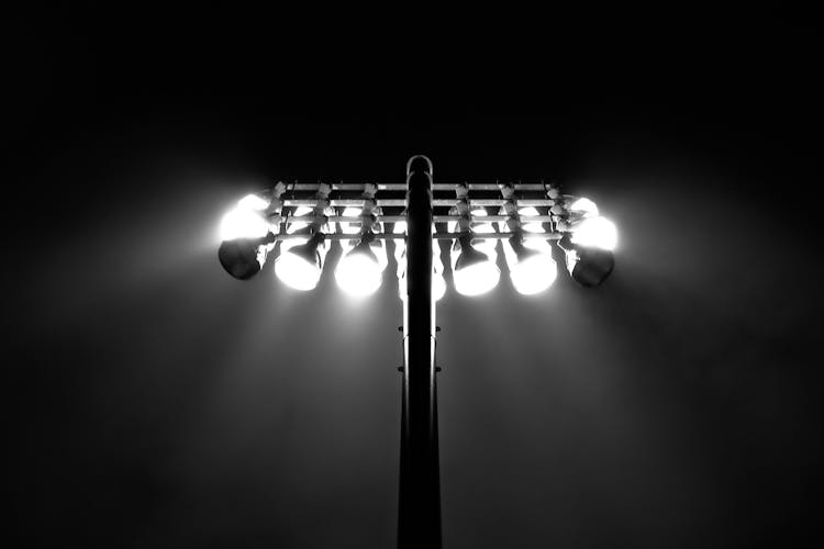 Floodlights On Black Stand