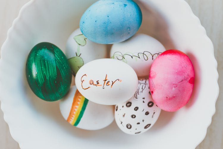 Collection Of Painted Eggs With Decor For Easter Holiday