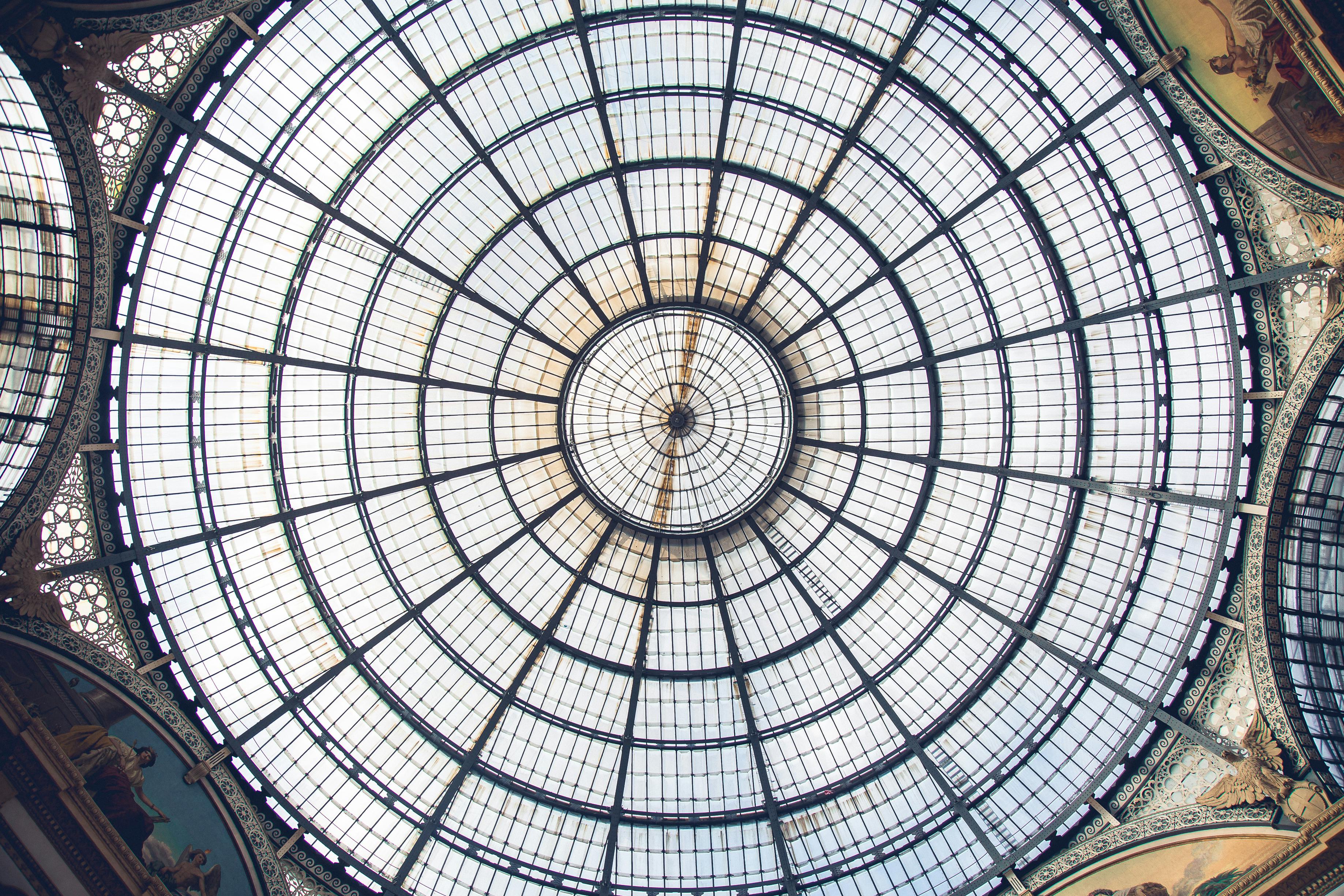 white and black round ceiling