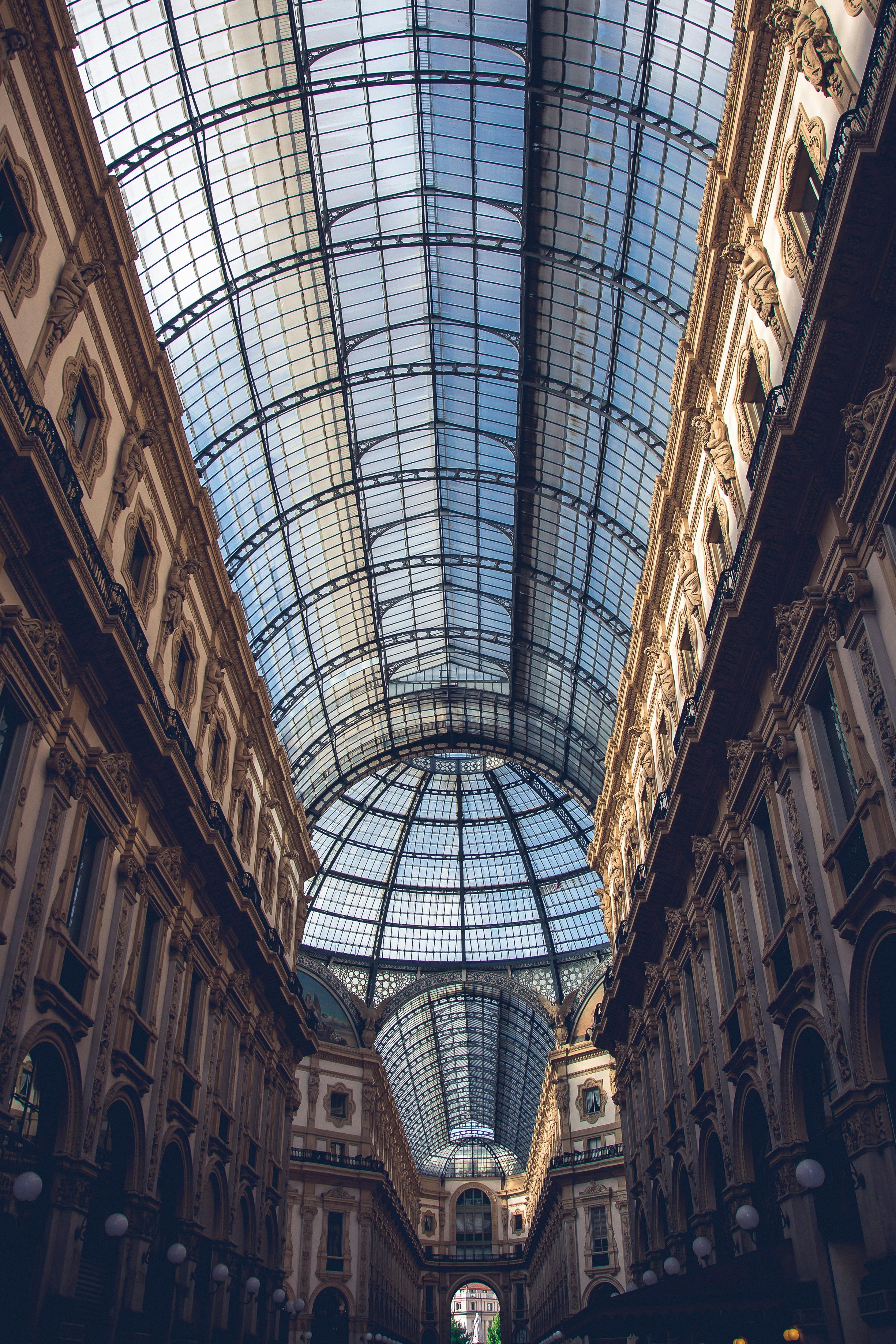 low angle photography of building interior