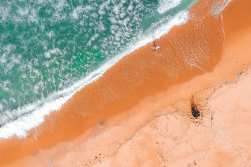 Aerial View of Person on Beach