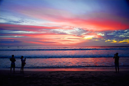 Silhouette of Person Taking Photo at Seashore