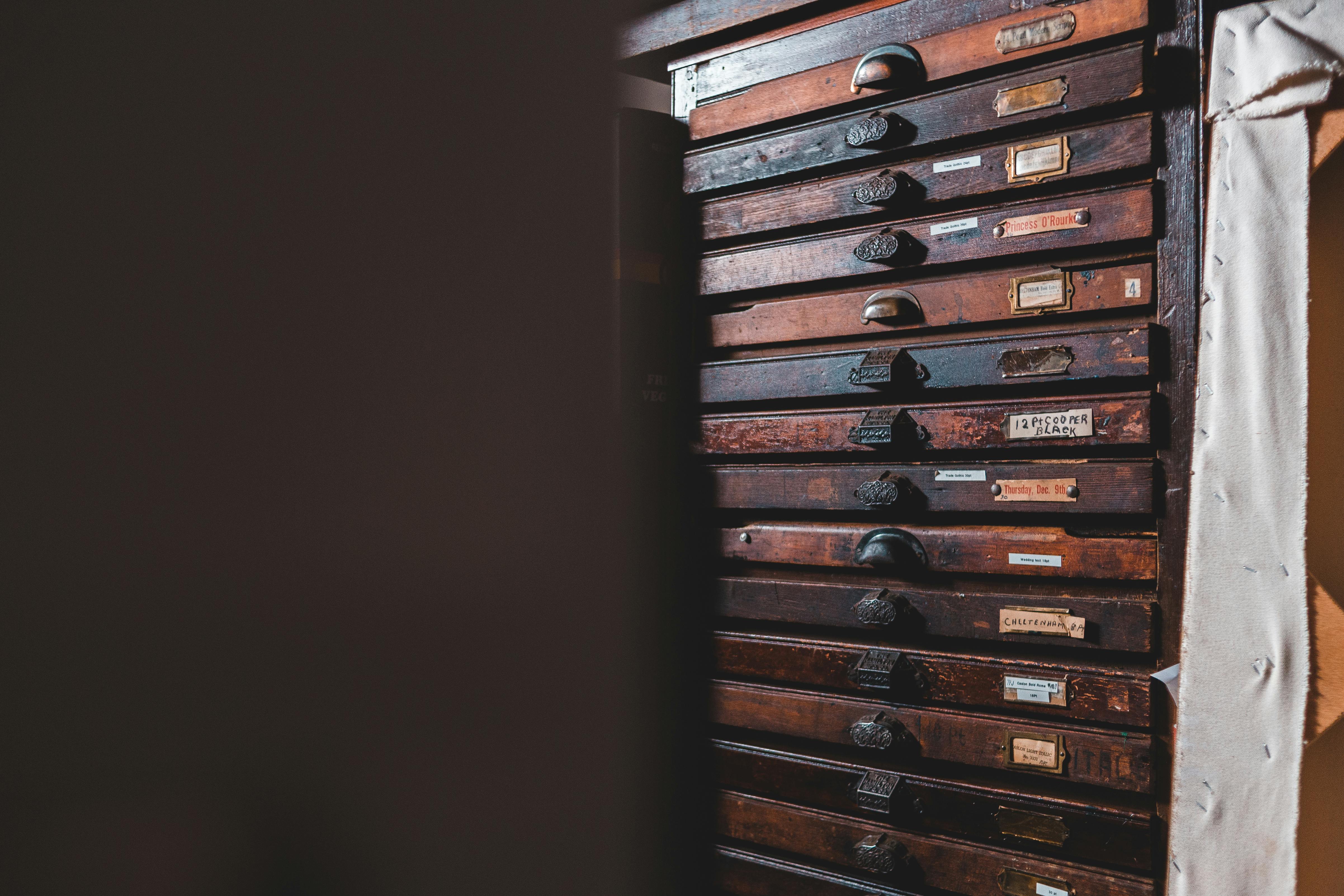 Tall vintage wooden with drawers · Free Stock Photo